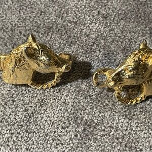 Vintage Marked Mimi Di N Horse Head Clasp Gold Tone Stretch Belt 1974